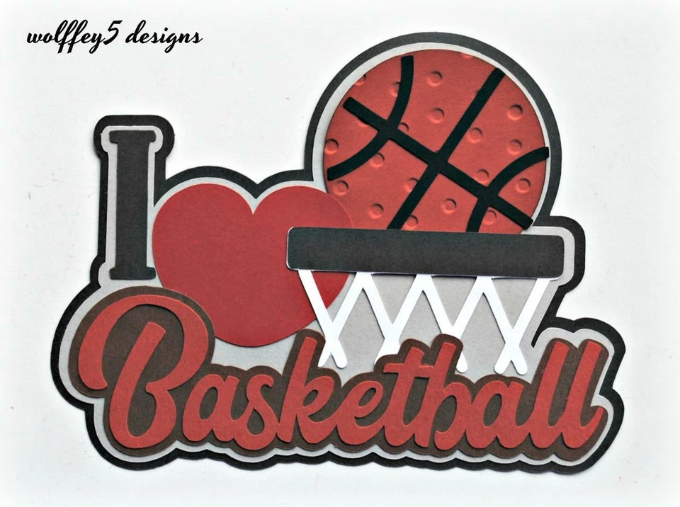 TÍTULO DE BALONCESTO ARTESANAL prefabricado papel piezas álbum de recortes troquelado pieza página Foto 1 de 1