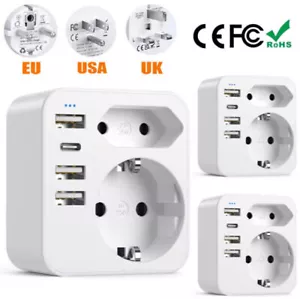 UK/US Reiseadapter England Stecker Typ G Stromadapter für Irland Dubai USB/TYP-C - Bild 1 von 32