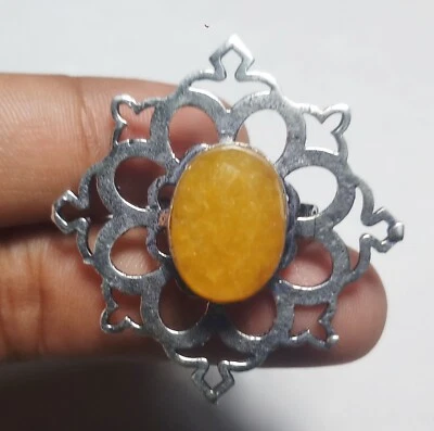 Hydro Orange Onyx Oval Shape Gemstone Handmade Ring Jewellery Size 8  Inches - Image 1 of 4