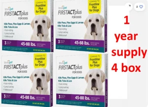 4 Box FirstAct Plus Floh und Zecken topisch für Hunde 45-88 Pfund, 12 Applikatoren - Bild 1 von 2