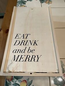 Double Bottle, Eat Drink And Be Merry Wooden Gift Box for Wine, Champagne