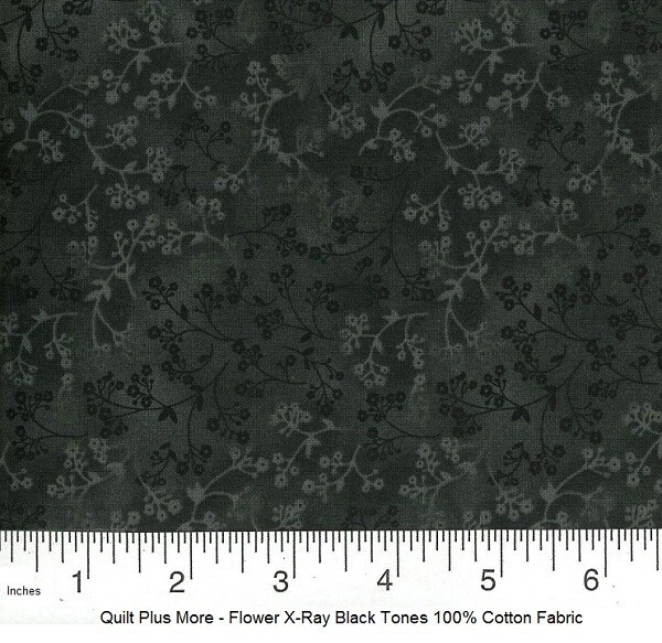 Flower X-Ray Black Tones 100% Cotton Fabric sold by the 1/4 yard off bolt - Image 1 of 1