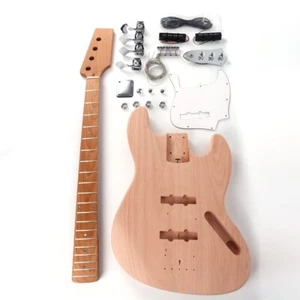 DIY 4 String Electric Bass Guitar Kit Mahogany Body Roasted Maple Neck Fretboard - Picture 1 of 6