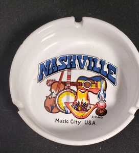 Vintage Souvenir Ashtray Ceramic , Nashville Music City, McArt Co, ADV1 - Picture 1 of 3