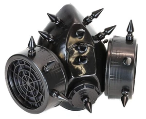 1" Black Spike Steampunk Gas Mask Cosplay Spikes Respirator Costume Party - Picture 1 of 5
