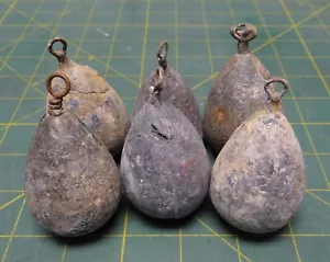Lot of 6 20oz Solid Lead Pear Bass Casting Sinker Decoy Weight Salt & Freshwater - Picture 1 of 4