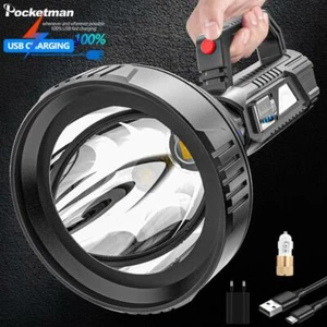 100000LM LED Suchscheinwerfer USB Wiederaufladbare Taschenlampe Taschenlampe mit integriertem Akku - Bild 1 von 9