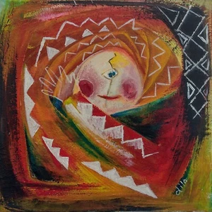 HUMPTY DUMPTY Original Small Stylized Acrylic Art Based on Nursery Rhyme! - Picture 1 of 5