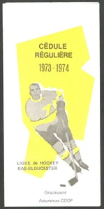VERY RARE 1973-74 Ligue De hockey bas-Gloucester Hockey Schedule !!! - Picture 1 of 3