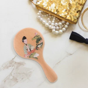 Espejo de Maquillaje con Mango de Madera Maciza Decorativo Portátil Portátil Viaje Pequeño - Imagen 1 de 12