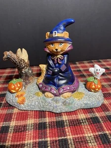 PartyLite Abracadandle Snuffer w/ Base Halloween Cat Witch - Picture 1 of 11