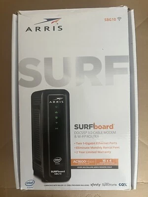 ARRIS SURFboard SBG10 DOCSIS 3.0 16 x 4 Gigabit Cable Modem/AC1600 Wi-Fi Router  - Image 1 of 4