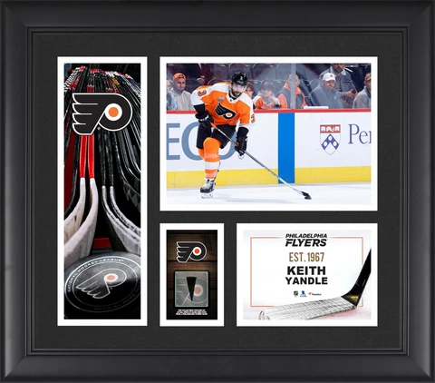 Keith Yandle Flyers FRMD 15" x 17" Player Collage with a Piece of GU Puck Cover