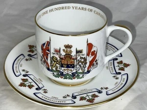 Taza de té y platillo Aynsley Bone China conmemorar la Confederación Canadiense 1867-1967 - Imagen 1 de 9
