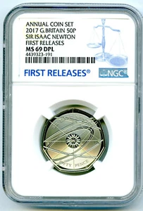 2017 GREAT BRITAIN 50P NGC MS69 DPL SIR ISAAC NEWTON ANNUAL FIRST RELEASES TOP5 - Picture 1 of 2
