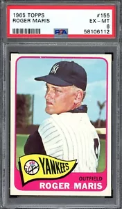 ROGER MARIS ~ 1965 Topps Baseball Card #155 ~ Graded PSA 6 EX-MT - Picture 1 of 2