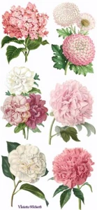 Violette Stickers Pink Peony Flowers Crafts Planner Supply Scrapbook - Picture 1 of 1