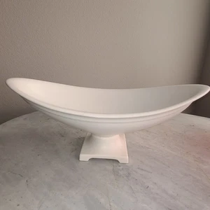 Console oblunga vintage ceramica Hyalyn ciotola caramelle frutta bianco avorio opaco MCM - Foto 1 di 5