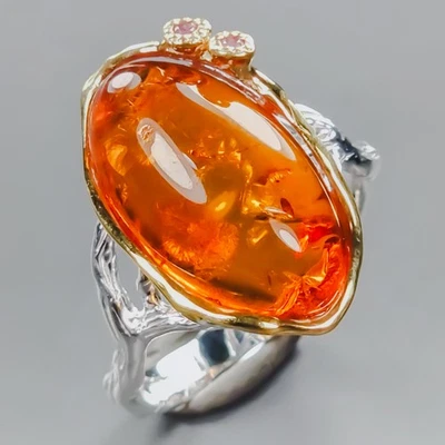 Joyería Anillo Ámbar Natural 6 quilates Plata de Ley 925 Talla 8/R437534 Foto 1 de 4
