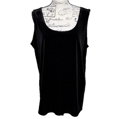 Susan Graver Women 2X Velvet Sleeveless Tank Top Black Stretch Quiet Luxury - Image 1 of 4