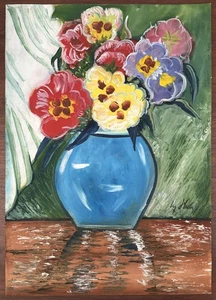 Adolf Hitler (Handmade) Oil Drawing On old Paper Signed & Stamped, Vtg Art - Picture 1 of 3