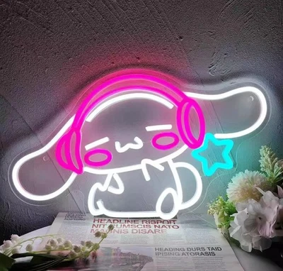 CinnamoRoll Anime LED RGB Neón Luz de Pared Lámpara Luz Nocturna Decoración de Pared Juegos Foto 1 de 4