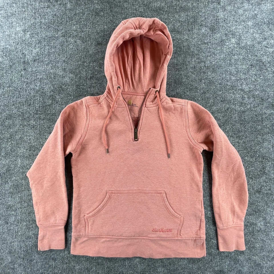 Carhartt Hoodie Pullover Girls Small 4-6 Half Zip Fleece Lined Kangaroo Pocket - Image 1 of 4