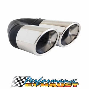 Angle Cut Rolled Inner Cone STAINLESS Exhaust Tip - 2.25" In - Twin 3" Out LHS - Picture 1 of 3