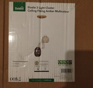 Elodie 3 Light Cluster Ceiling Fitting, Amber multicoloured. Dunelm. Lighting. - Picture 1 of 2