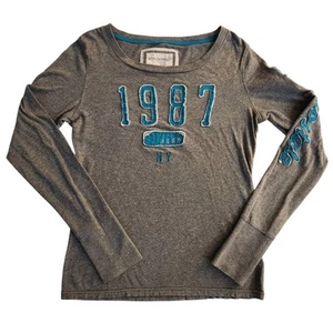 Camiseta para mujer Aeropostale 1987 manga larga juniors talla L gris normal Y2K - Imagen 1 de 7