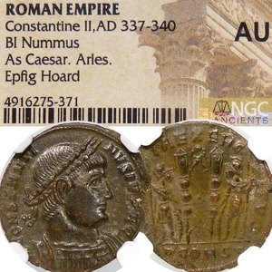 Constantine II Epfig Hoard. RARE Soldiers, WREATH RIC r2 Arles mint. NGC AU Coin - Picture 1 of 16