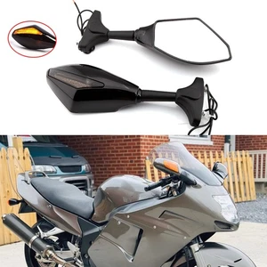 2x For Honda Blackbird CBR1100XX 1997-2003 Gloss Side Mirrors + LED Turn Signal - Picture 1 of 8
