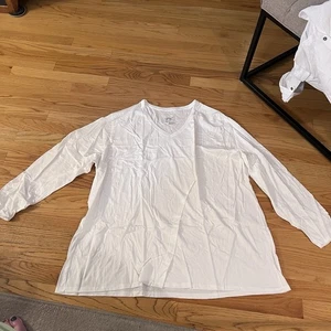 Just My Size Women`s Plus  Long-Sleeve V-Neck T-Shirt White Size 5X - Picture 1 of 8