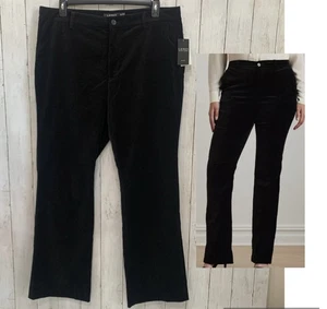 Nuevo con etiquetas Pantalones Lauren Ralph Lauren 16W Tiro Alto Negro Terciopelo Algodón Elástico - Imagen 1 de 19