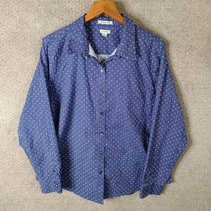 LL Bean Shirt Mens XL Blue White Polka Dot Wrinkle Free Button Down Long Sleeve - Picture 1 of 9