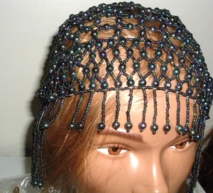 Kleopatra Ägyptische Kopfschmuck Perlen Schwarz Glas Stretch - Bild 1 von 3