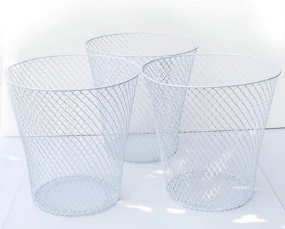 White Wire Mesh Waste Basket No Lid (3 Pack), Set of 3 Wastebasket - Image 1 of 2