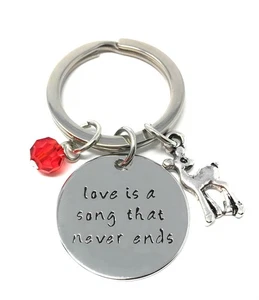Silver-Tone 'Love Is Song That Never Ends' Engraved Keyring Bambi Mum - Foto 1 di 2