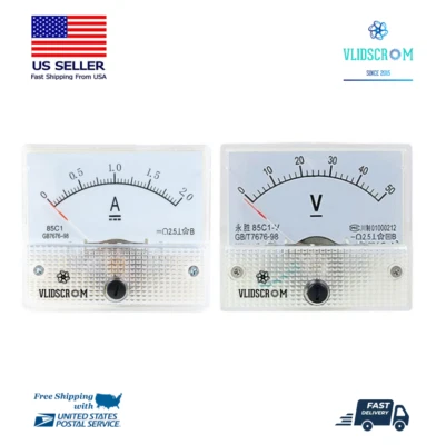 Analog DC Panel AMP VOLT Current Ammeter Voltmeter Voltage Gauge 10A 30A 50V