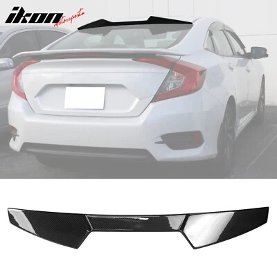 Closeout! Fits 16-21 Honda Civic 10th Sedan V Style Carbon Fiber CF Roof Spoiler - Image 1 of 4