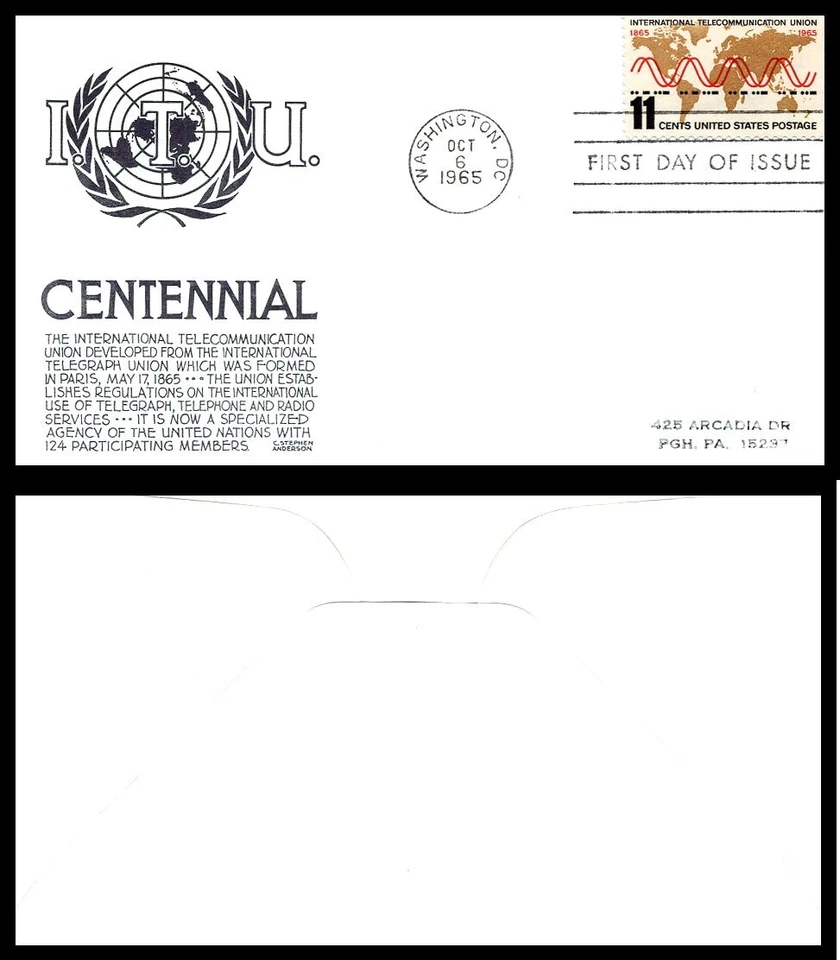 US FDC # 1274 11c Telecommunications  Anderson   1965, 9p6342 - Image 1 of 1