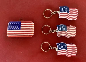 Keychains, USA, Patriotic, American Flag.Lot Of 4 Items: 3 Keychains and One Pin - Picture 1 of 4