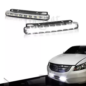 High Power Bright White 8 LED Chrome Housing Daytime Running Lights Fog Lamps - Picture 1 of 3