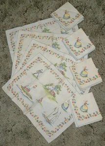 Vintage Cotton Lighthouse Sailboat House 4 Placemats and 4 Napkins Dutch Style - Picture 1 of 11