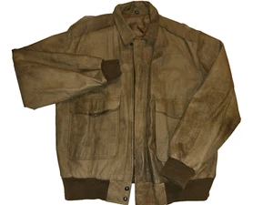 MARLYNN TRADITIONS Ltd Men’s Tan Genuine Leather Bomber Jacket Size 46-VTG - Picture 1 of 10