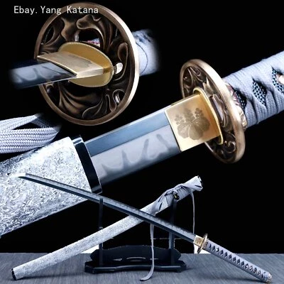 Espada afilada funcional samurai japonés Katana hoja de acero templado T10 de arcilla manual Foto 1 de 4