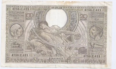 Belgium  100 francs-20 belgas 1938 King Albert I - Image 1 of 2
