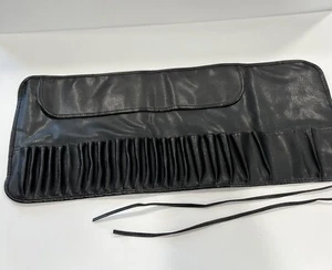 Faux Leather Blk Roll Up Brush Wallet 23"X9.75" UnFold 26 Sleeves - Picture 1 of 8