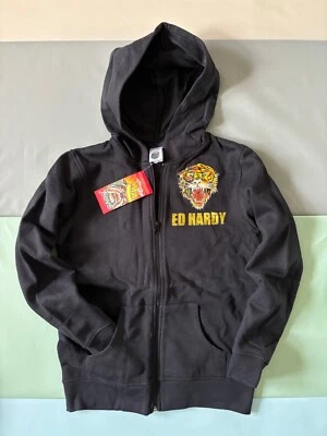 Nuevo Ed Hardy Niños Cremallera Completa Suéter Sudadera con Capucha De Colección Y2K Tigre Negro Talla M 10 Nuevo con Etiquetas Foto 1 de 4