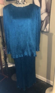 Vintage Lee Simone Damenrock-Set türkis mit Schmucksteinen besetzter Kragen Größe 15/16 - Bild 1 von 12